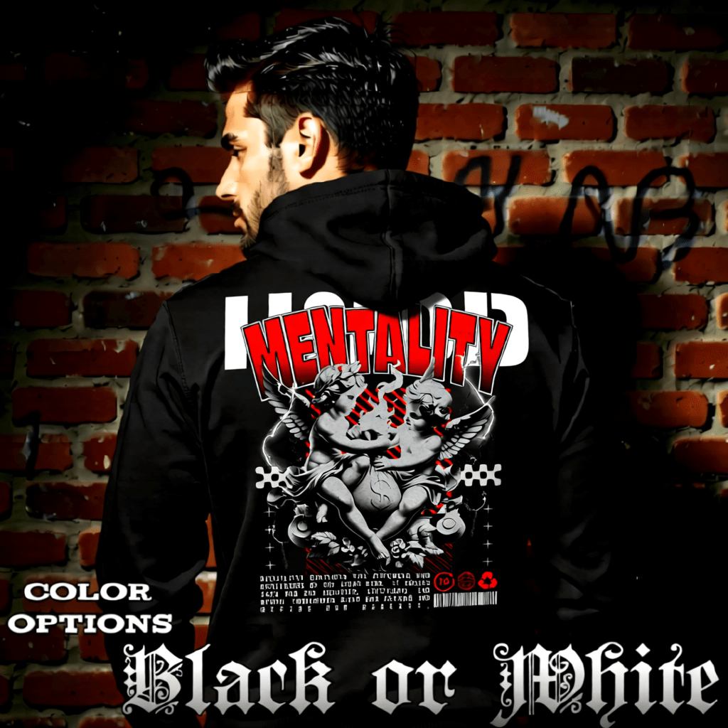 MENTALITY Two Cherubs Money Bag Red Oversized Hoodie | Project Hood 101 - Project Hood