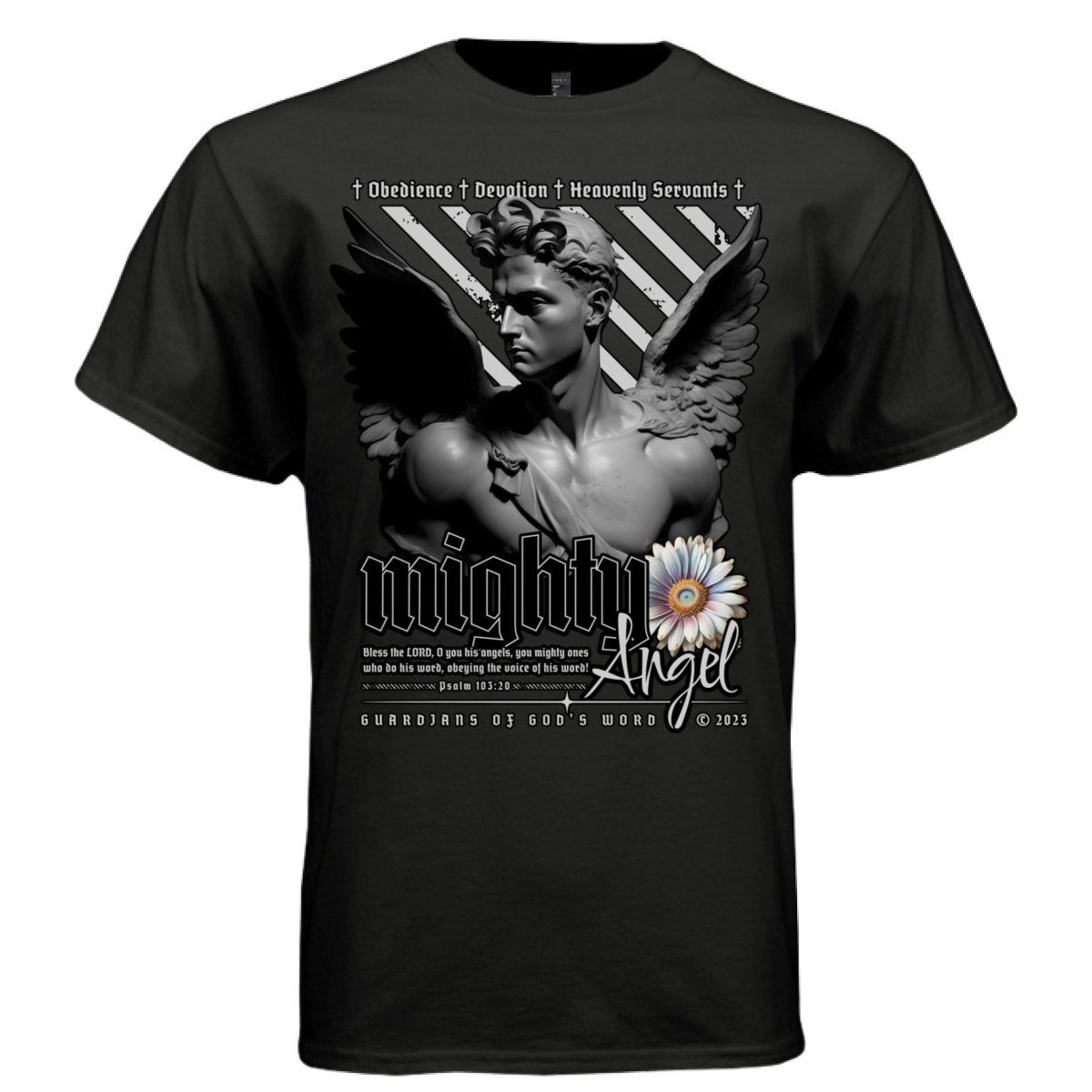 Mighty Angel Graphic T-Shirt | Christian Streetwear | Psalm 103:20 | Guardians of God's Word | Project Hood 21 - Project Hood
