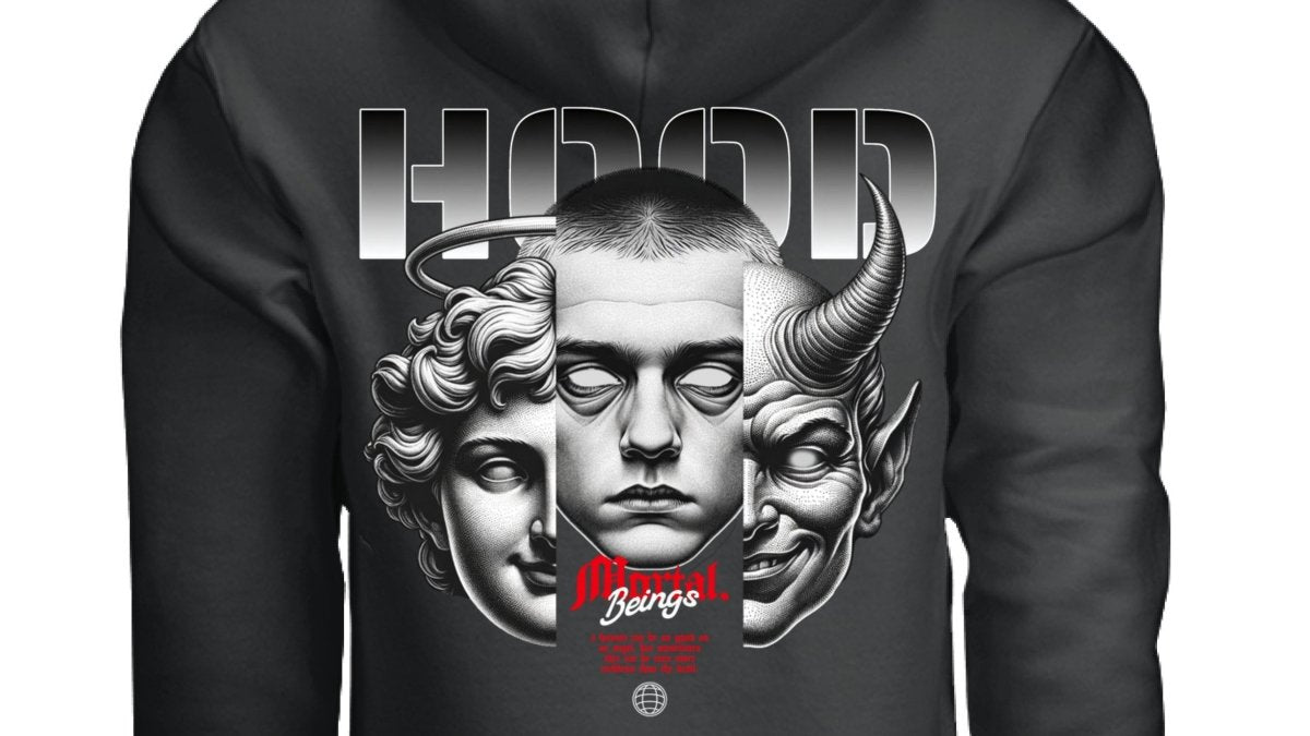 MORTAL Angel Human Devil Graphic Oversized Hoodie | Project Hood 198 - Project Hood