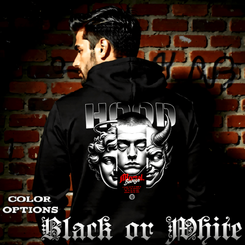 MORTAL Angel Human Devil Graphic Oversized Hoodie | Project Hood 198 - Project Hood