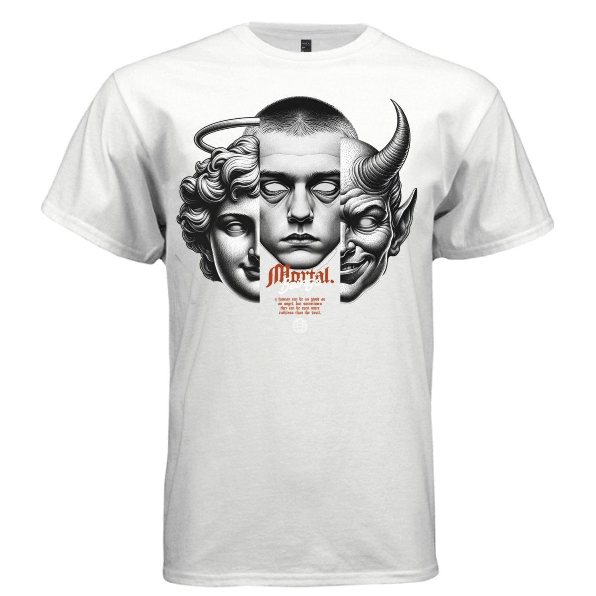 MORTAL Angel Human Devil Trifaced Duality Oversized Streetwear T-Shirt | Project Hood 198 - Project Hood