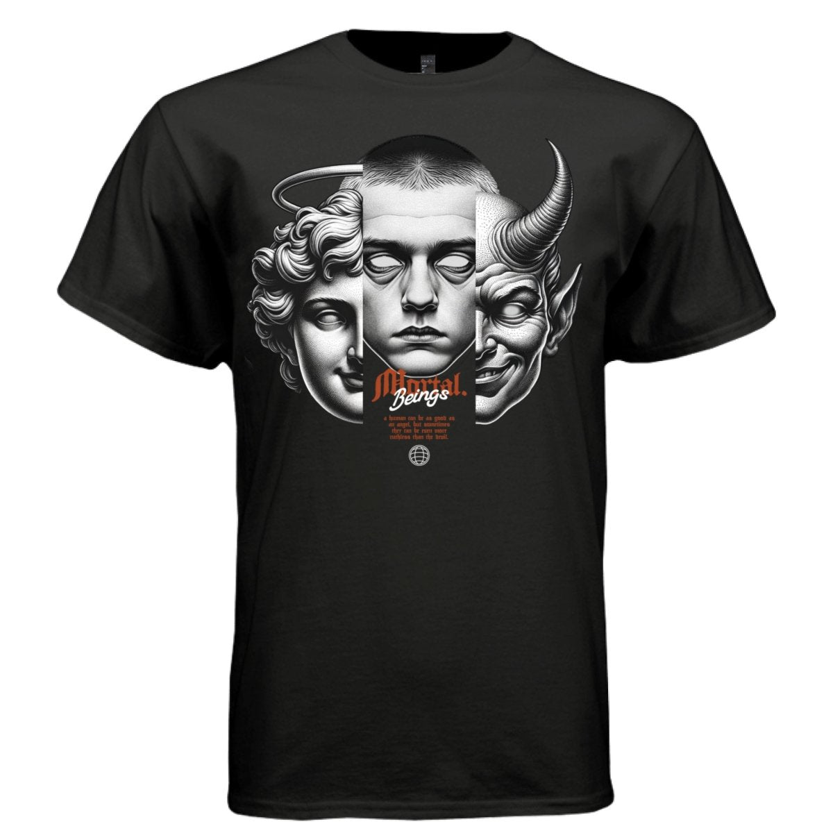 MORTAL Angel Human Devil Trifaced Duality Oversized Streetwear T-Shirt | Project Hood 198 - Project Hood