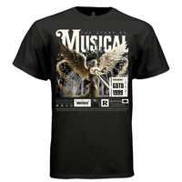 MUSICAL ANGEL Harp Gold Celestial Story Oversized Streetwear T-Shirt | Project Hood 171 - Project Hood