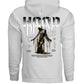 Divine Drip futuristic graphic oversized fleece hoodie back view black Project Hood
