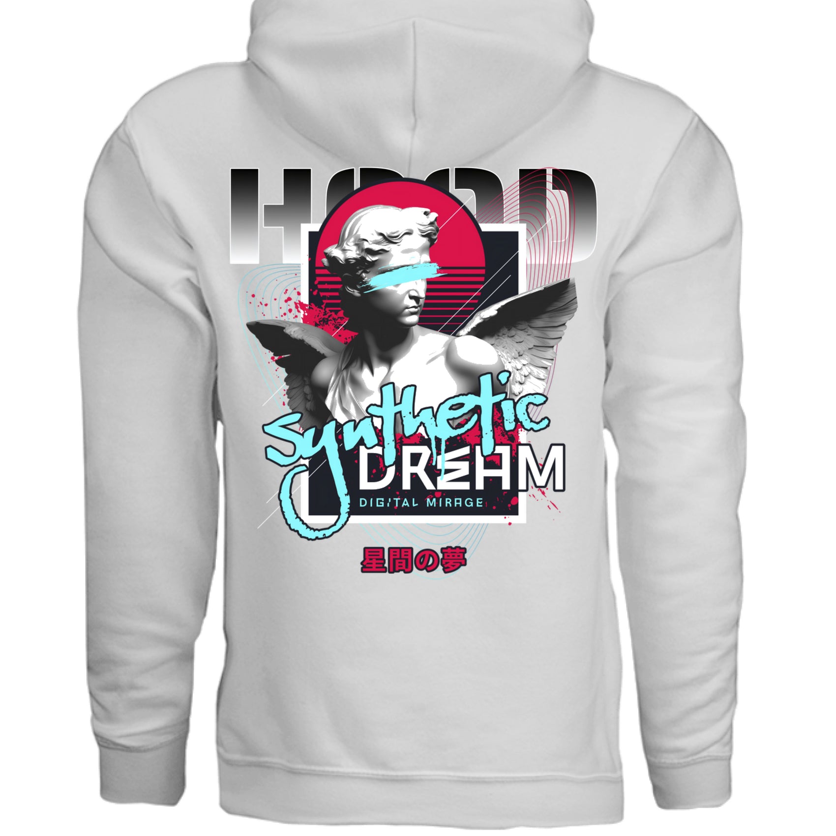 SYNTHETIC DREAM hoodie back view Project Hood oversized fleece black streetwear
