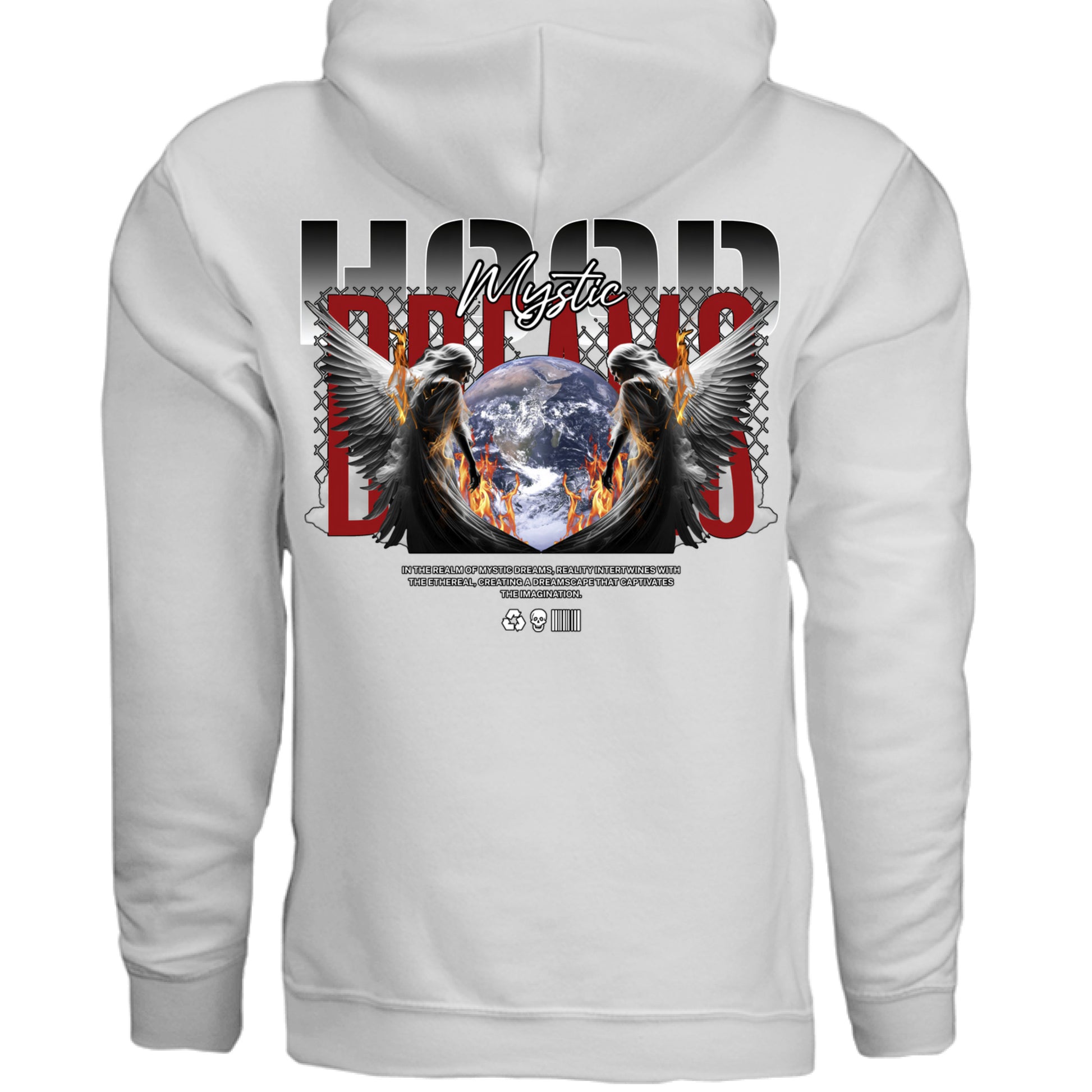 MYSTIC DREAMS hoodie back view Project Hood oversized black fleece urban streetwear