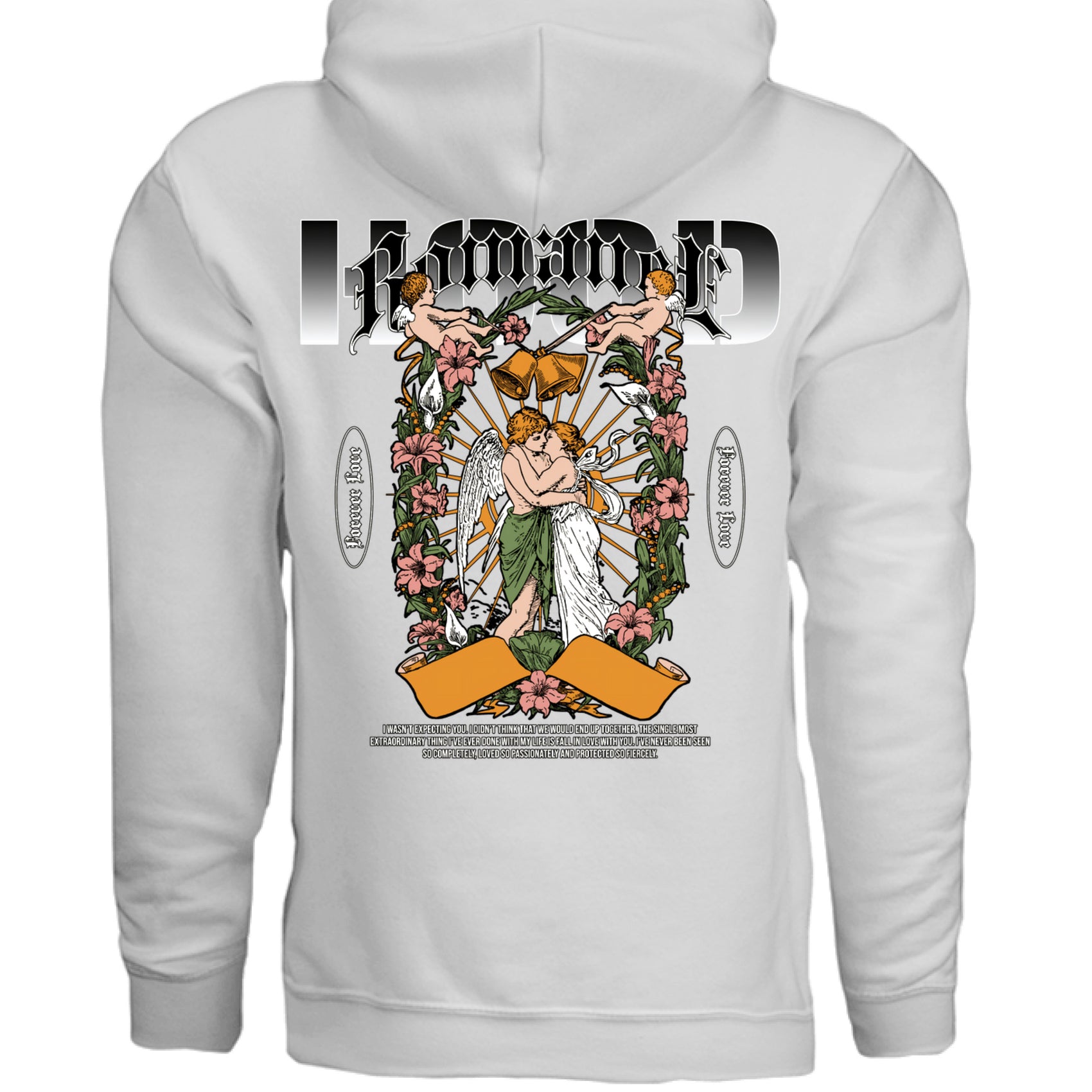 Romance Hoodie Black back on model Project Hood vintage tattoo flash love graphic