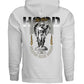 Seraphic Urban Essence Hoodie Black back on model Project Hood standing angel design
