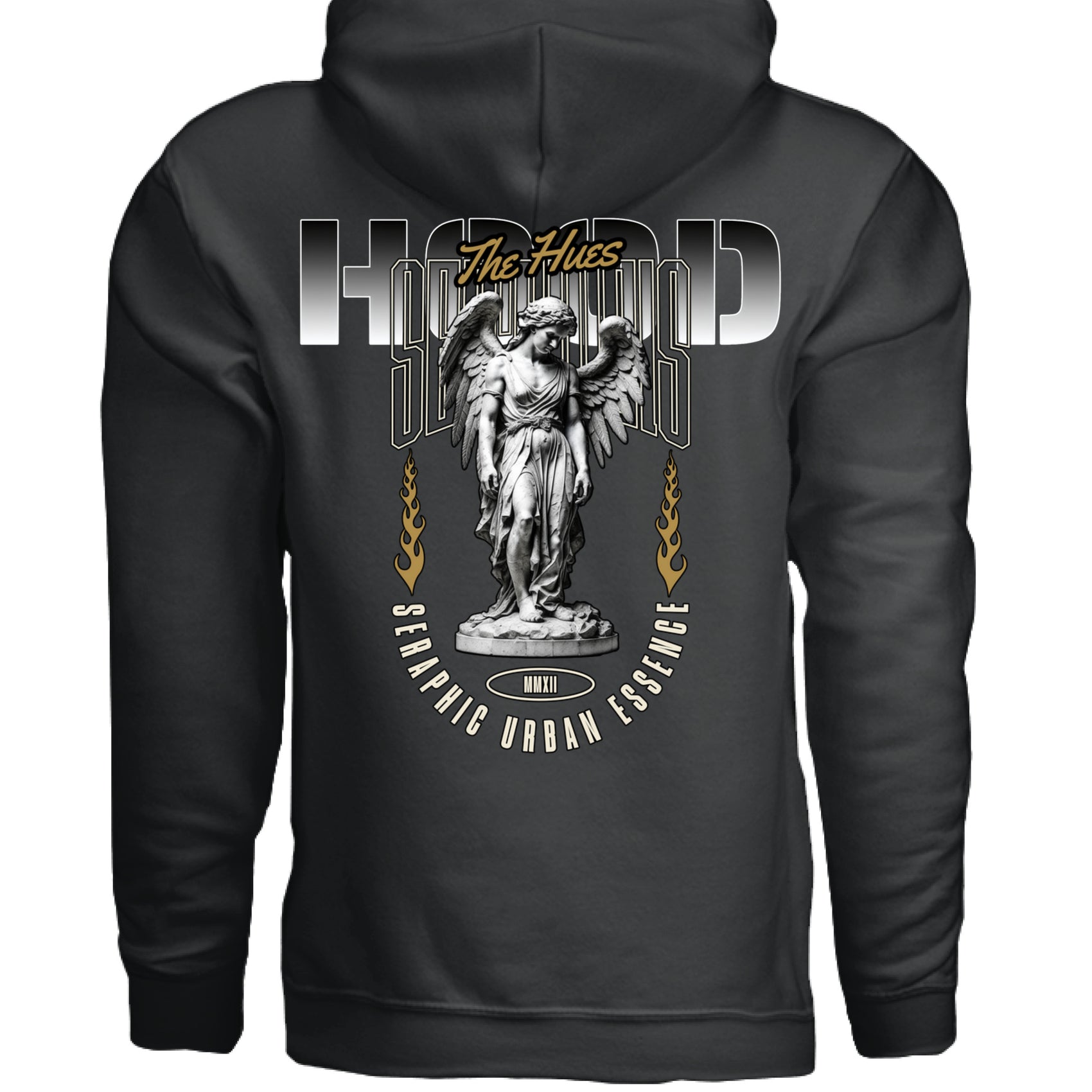 Seraphic Urban Essence Oversized Hoodie flat lay Black White Project Hood streetwear