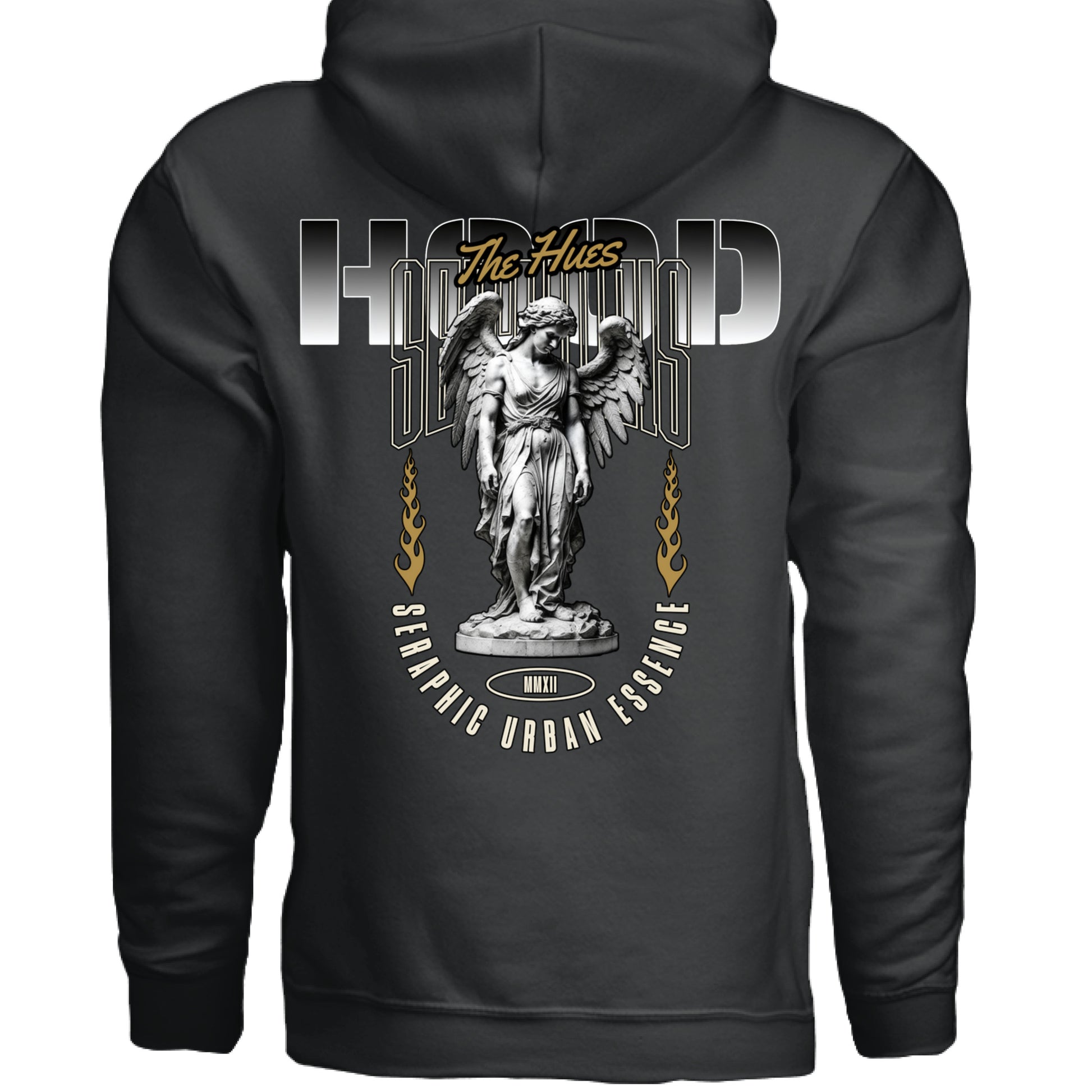 Seraphic Urban Essence Oversized Hoodie flat lay Black White Project Hood streetwear