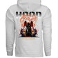 Drowning in Anguish Hoodie Black back on model Project Hood fire chains kanji graphic