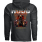 Drowning in Anguish Oversized Hoodie flat lay Black White Project Hood dark streetwear