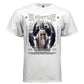 White Reverse Centuria angel graphic oversized t-shirt front view — gothic streetwear tee with raven print