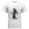White Divine EST 2035 gold drip graphic oversized t-shirt front view — luxury dark aesthetic streetwear tee