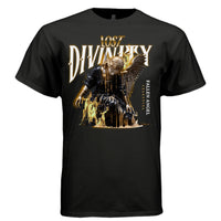 Lost Divinity fallen angel oversized dark graphic t-shirt in black — front view