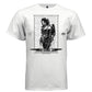 NOTHING IS ETERNAL streetwear graphic tee — chrome liquid melting female figure, impermanence quote, vertical repeat text, black and white monochrome design, Project Hood