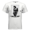 NOTHING IS ETERNAL streetwear graphic tee — chrome liquid melting female figure, impermanence quote, vertical repeat text, black and white monochrome design, Project Hood