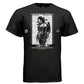 NOTHING IS ETERNAL chrome liquid figure graphic tee in black — front view — stoic impermanence oversized streetwear, monochrome design, Project Hood