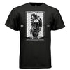 NOTHING IS ETERNAL chrome liquid figure graphic tee in black — front view — stoic impermanence oversized streetwear, monochrome design, Project Hood