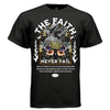 THE FAITH NEVER FAIL black front — classical angel statue baroque botanical graphic tee on black oversized streetwear t-shirt with gothic arch text by Project Hood