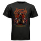 Black oversized gothic t-shirt front view with Drowning in Anguish chained angel kanji print — Project Hood