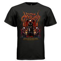 Black oversized gothic t-shirt front view with Drowning in Anguish chained angel kanji print — Project Hood