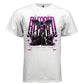 White blessed by ethereal light dark aesthetic t-shirt front view hot pink angel wings oversized DTG print