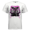 White blessed by ethereal light dark aesthetic t-shirt front view hot pink angel wings oversized DTG print