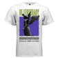 White Be Legendary motivational streetwear t-shirt front view lime green bold typography angel statue DTG print