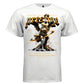 White Prestige luxury streetwear t-shirt front view gold Gothic prestige text marble angel dripping gold DTG print