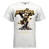 White Prestige luxury streetwear t-shirt front view gold Gothic prestige text marble angel dripping gold DTG print