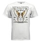 White Kidnapped by Angels faith streetwear t-shirt front view gold ornate wings symmetrical design DTG print