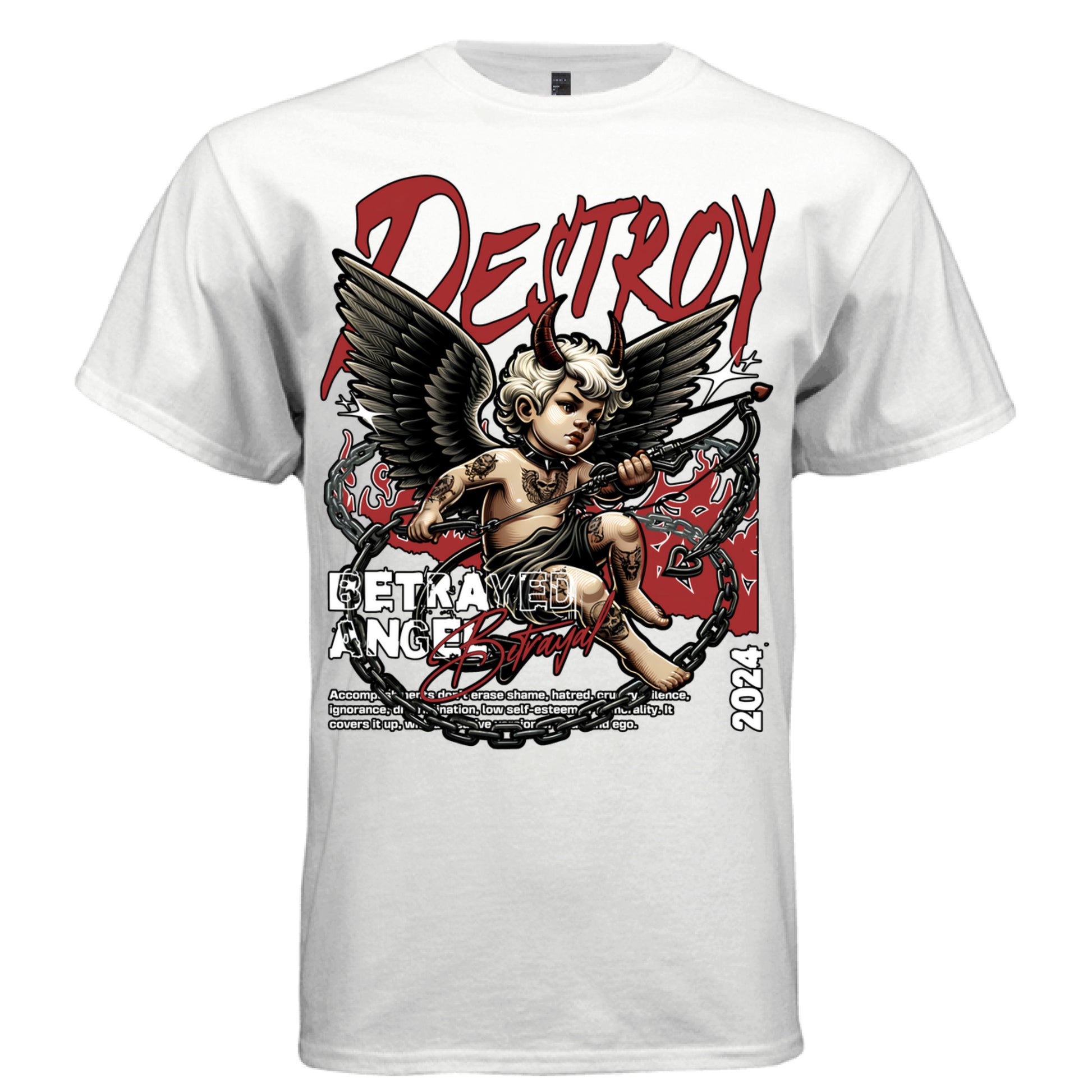DESTROY Betrayed Angel Graphic T-Shirt – Dark Punk Devil Cherub Streetwear by Project Hood