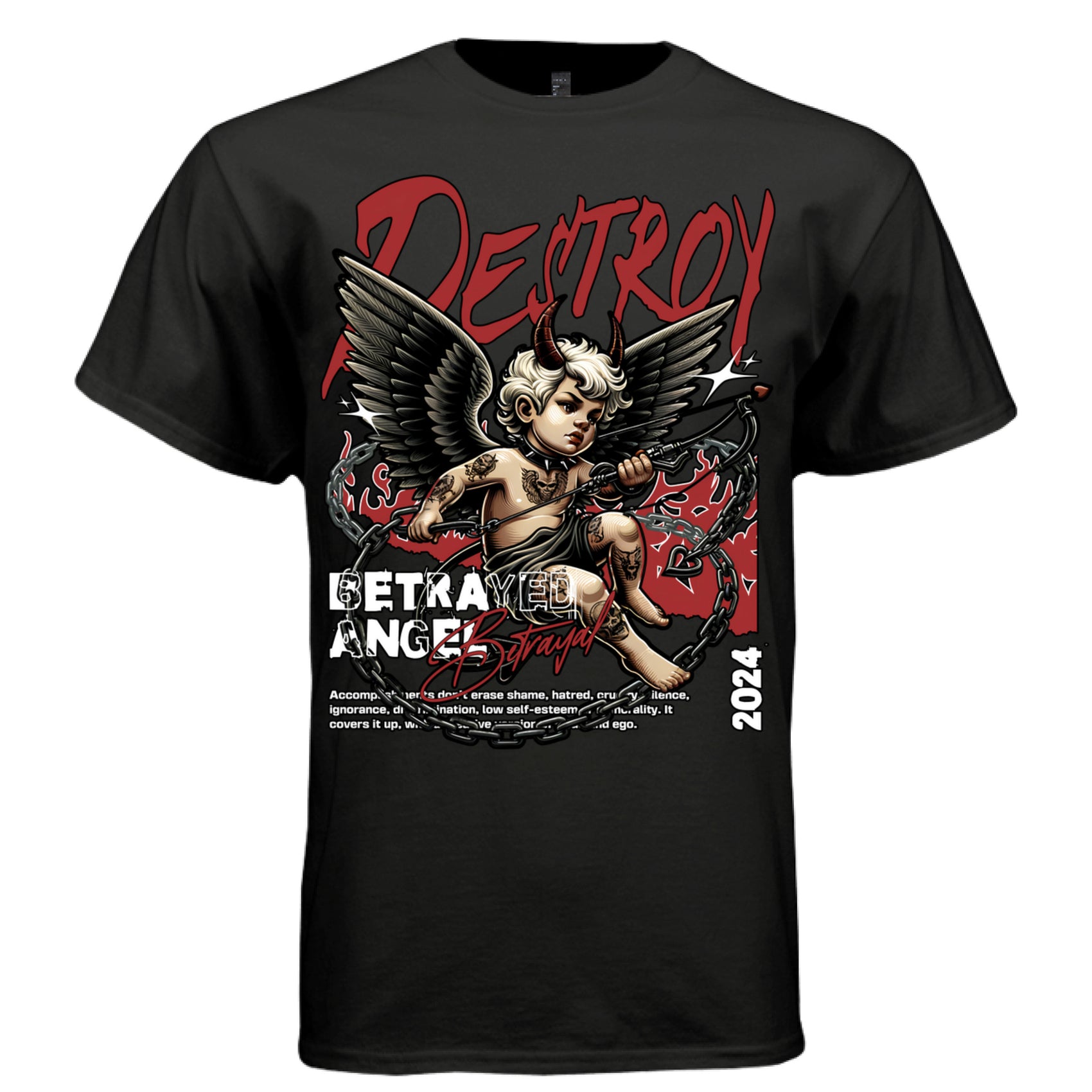 DESTROY Betrayed Angel Graphic T-Shirt – Dark Punk Devil Cherub Streetwear by Project Hood