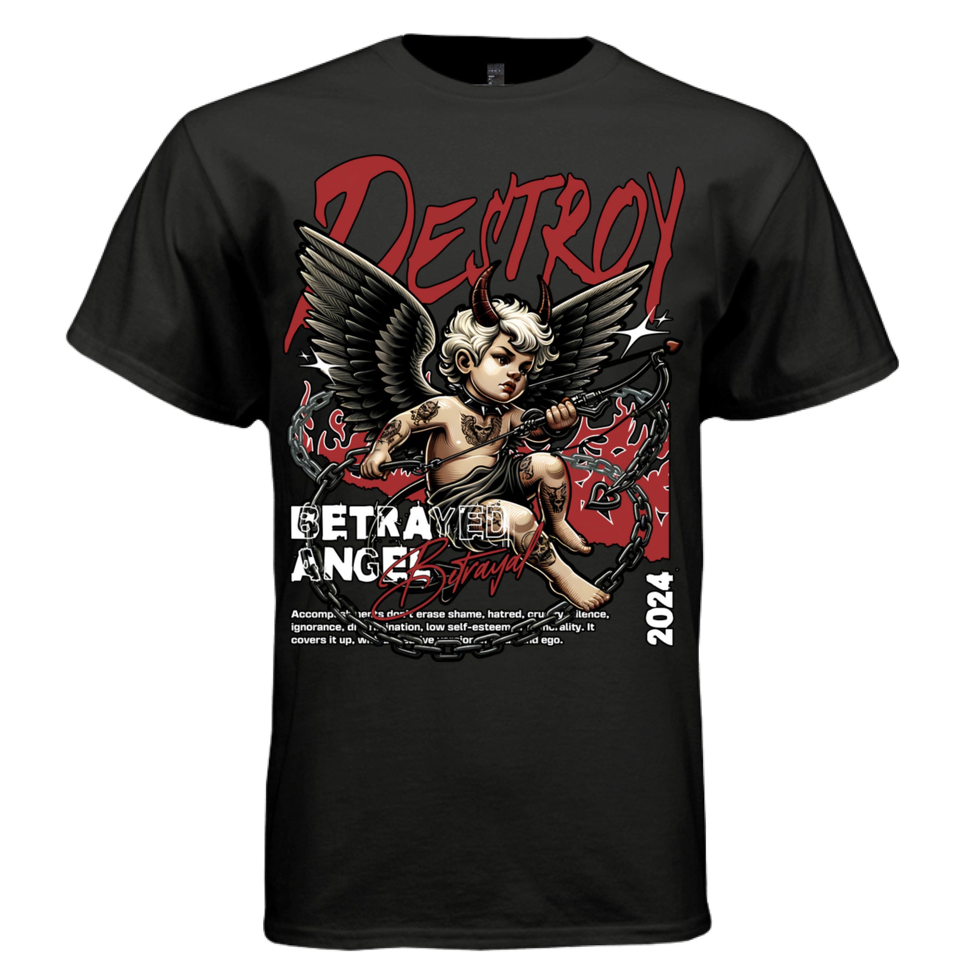 DESTROY Betrayed Angel Graphic T-Shirt – Dark Punk Devil Cherub Streetwear by Project Hood