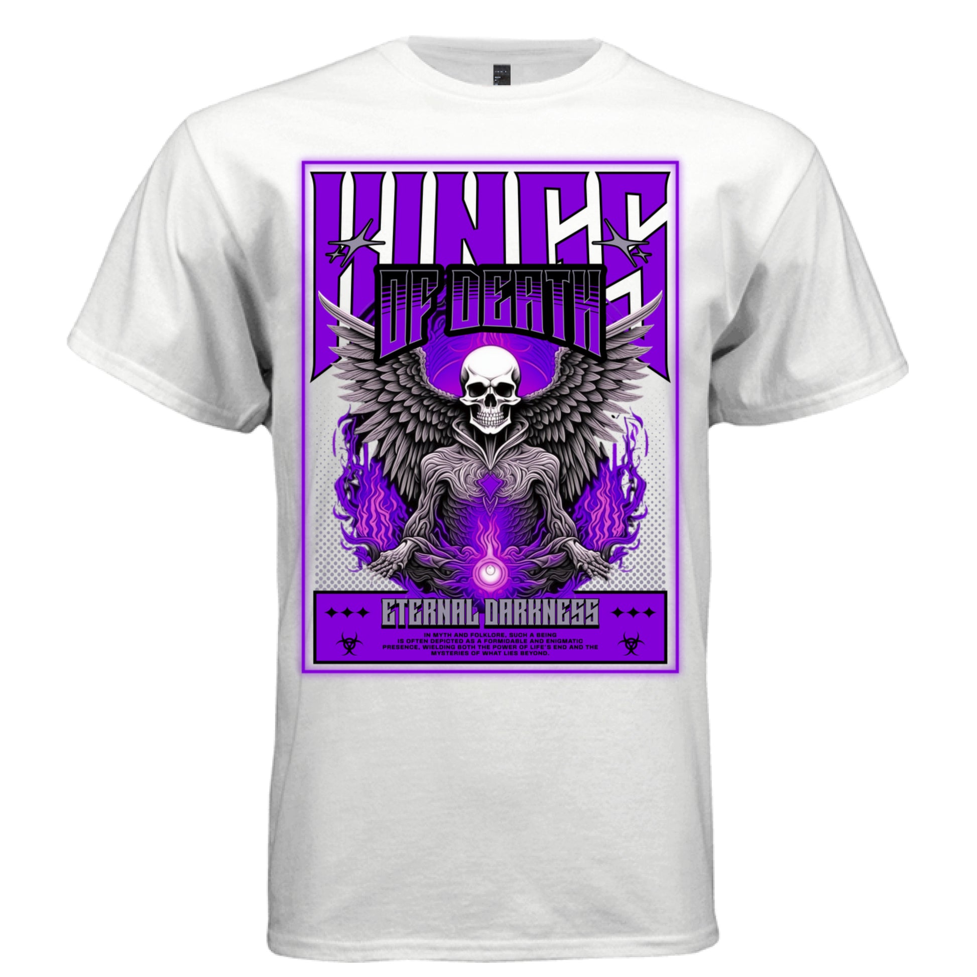 WINGS OF DEATH Graphic T-Shirt – Neon Purple Gothic Skeleton Streetwear by Project Hood