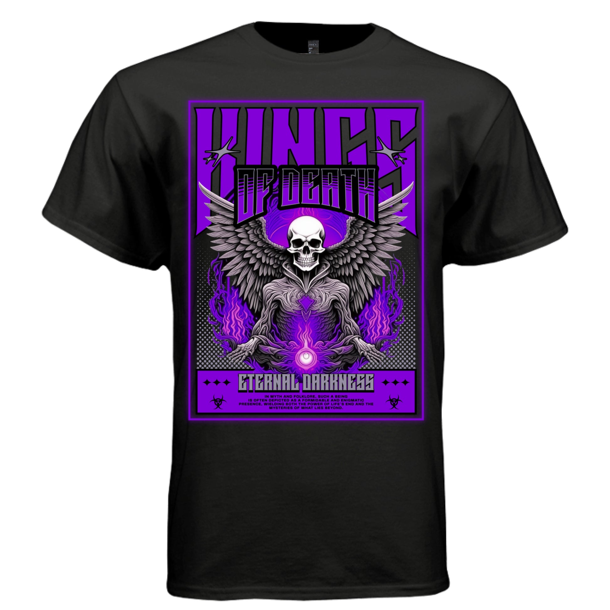 WINGS OF DEATH Graphic T-Shirt – Neon Purple Gothic Skeleton Streetwear by Project Hood