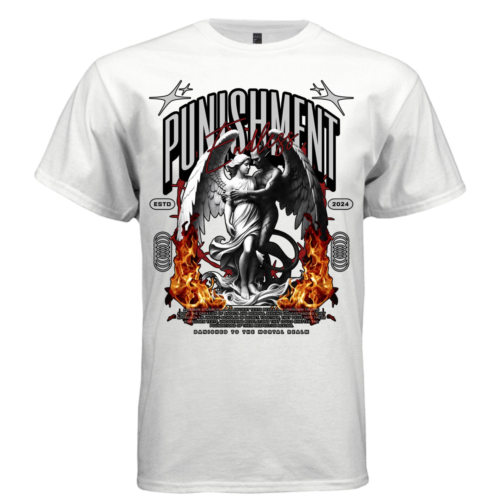 PUNISHMENT Endless Graphic T-Shirt – Dark Romance Angel Flame Streetwear by Project Hood