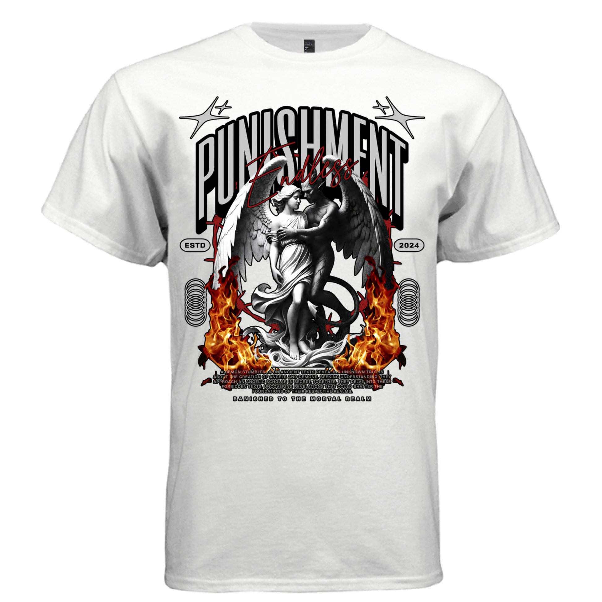 PUNISHMENT Endless Graphic T-Shirt – Dark Romance Angel Flame Streetwear by Project Hood