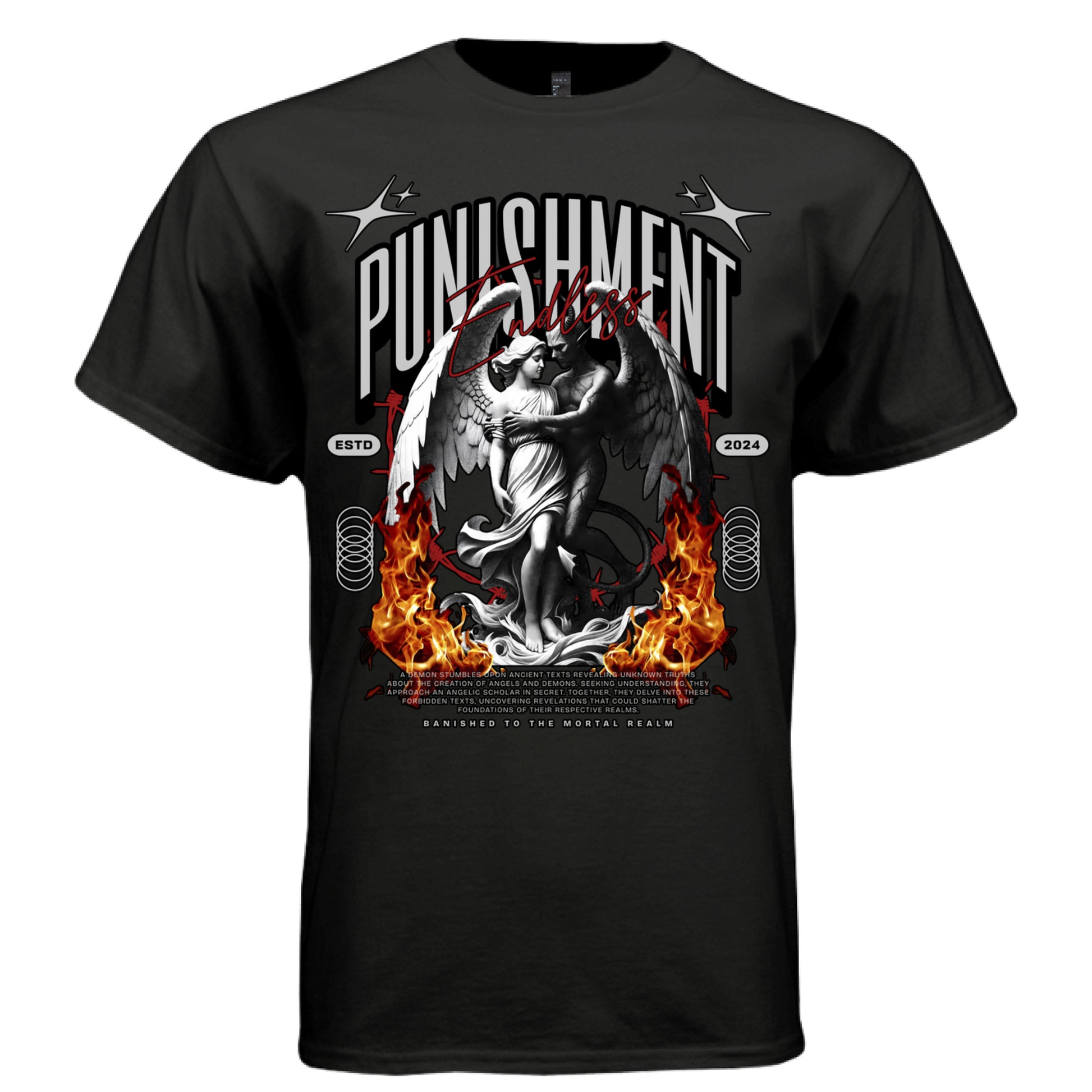 PUNISHMENT Endless Graphic T-Shirt – Dark Romance Angel Flame Streetwear by Project Hood