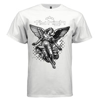 FLY HIGH Angel Graphic T-Shirt – Minimalist Monochrome Streetwear by Project Hood