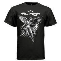FLY HIGH Angel Graphic T-Shirt – Minimalist Monochrome Streetwear by Project Hood