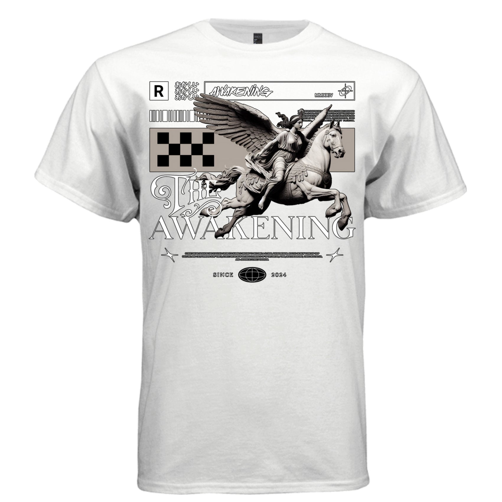 THE AWAKENING Pegasus Angel Graphic T-Shirt – Dark Mythology Streetwear by Project Hood