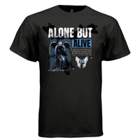 ALONE BUT ALIVE Dark Reaper Graphic T-Shirt – Cyber Goth Electric Blue Streetwear by Project Hood