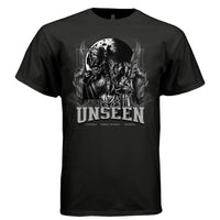 UNSEEN Blind Justice Angel Graphic T-Shirt – Dark Fantasy Monochrome Streetwear by Project Hood