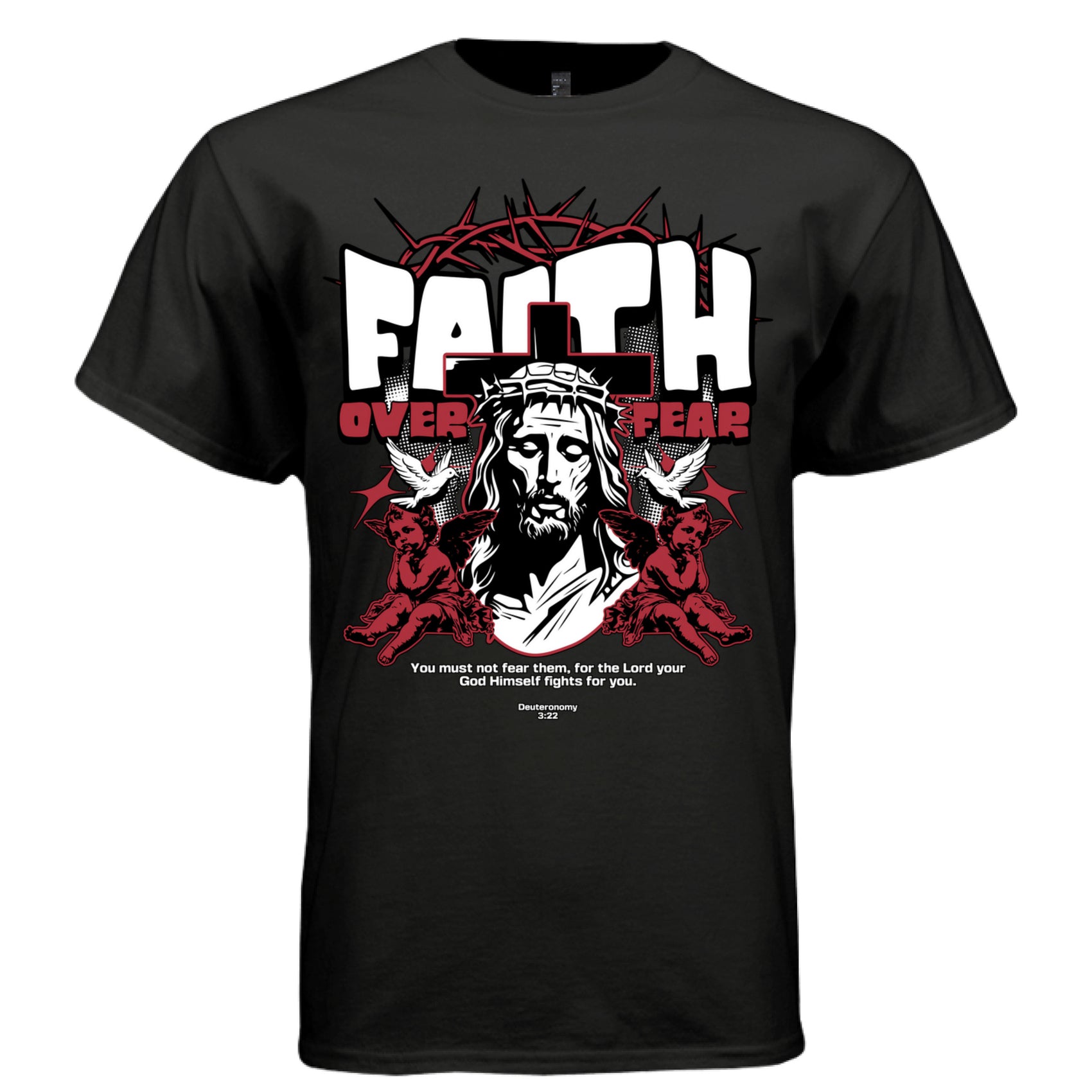 FAITH OVER FEAR Jesus Graphic T-Shirt – Christian Streetwear Deuteronomy by Project Hood