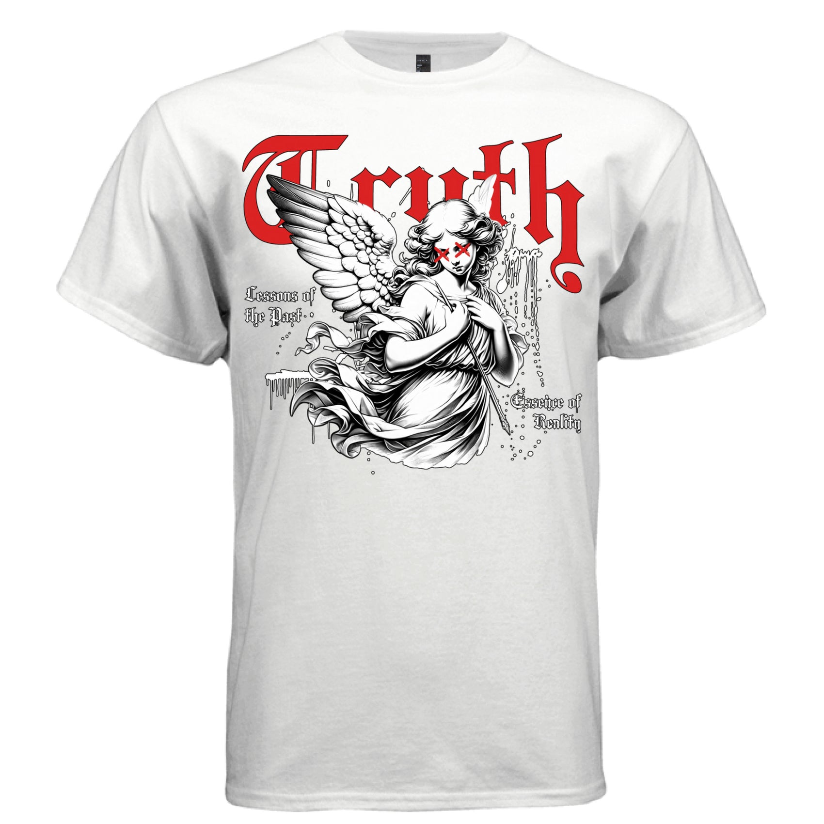 TRUTH Lessons of the Past Angel Graphic T-Shirt – Gothic Red Courage of Reality Streetwear by Project Hood