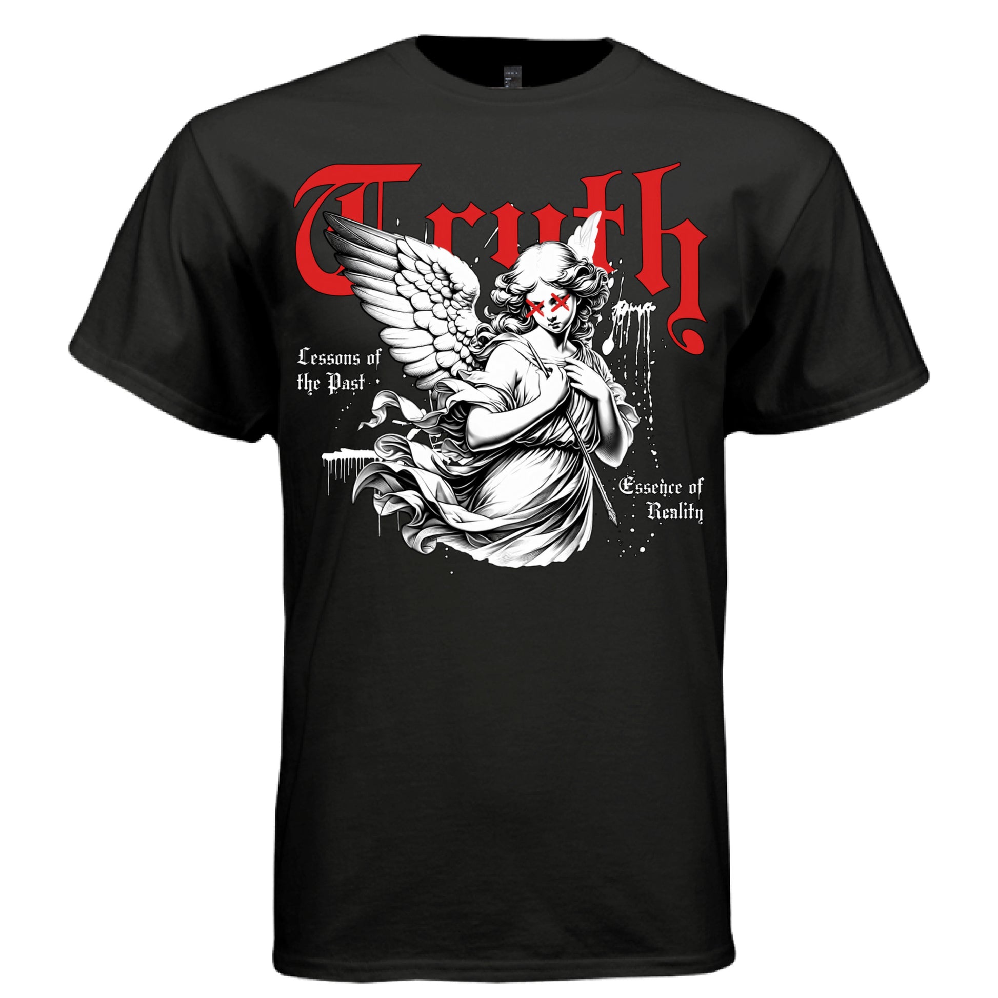 TRUTH Lessons of the Past Angel Graphic T-Shirt – Gothic Red Courage of Reality Streetwear by Project Hood