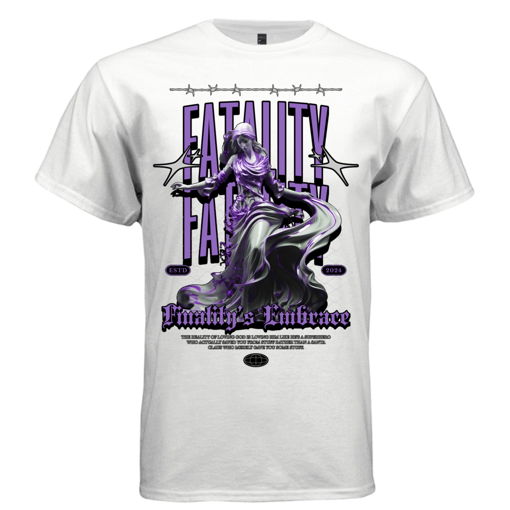 FATALITY Finality's Embrace Graphic T-Shirt – Purple Gothic Mourning Streetwear by Project Hood