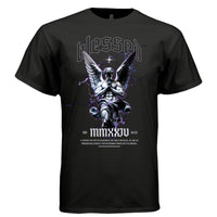 BLESSED MMXXIV Praying Angel Graphic T-Shirt – Purple Lightning Faith Streetwear by Project Hood